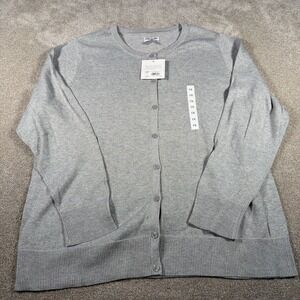 Croft And Barrow Women's Long Sleeve Button Cardigan Sweater 1X Gray Sparkle NEW